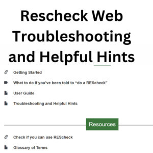 Rescheck Web Troubleshooting and Helpful Hints