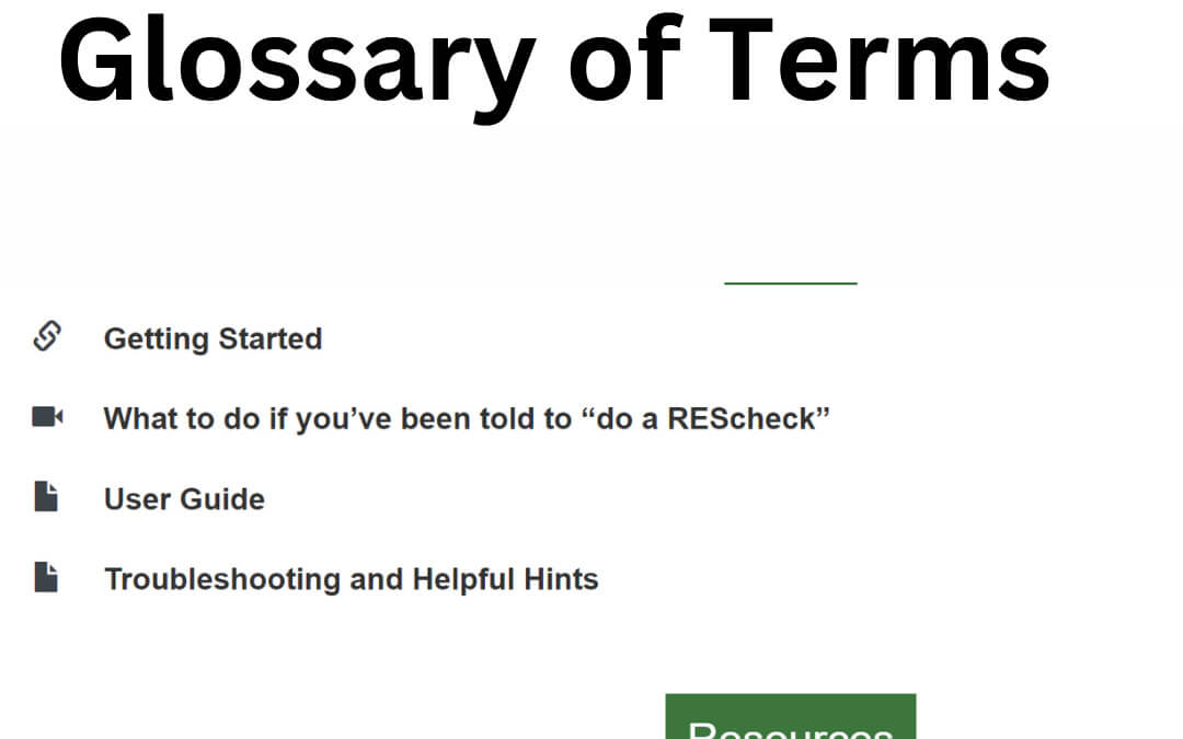 Rescheck Web Glossary of Terms